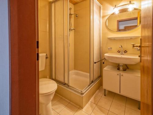 a bathroom with a toilet and a sink and a shower at Oberleitner L in Brixen im Thale