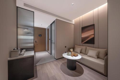 Χώρος καθιστικού στο Atour Hotel Beijing Bird's Nest Anzhenmen Subway Station