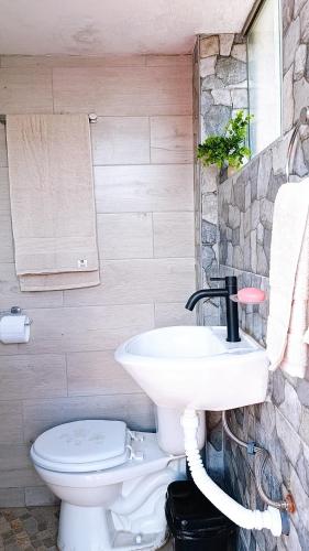 a bathroom with a sink and a toilet at Anita's house 5 in Puno