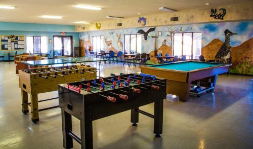 a room with several billiard tables in a classroom at Verde Valley One-Bedroom Park Model Cabin 14 in Cottonwood