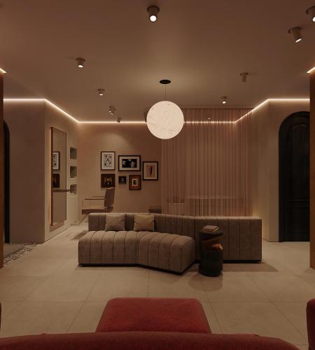 a large living room with a couch and a table at L'Heritage Premium Hanoi Central in Hanoi