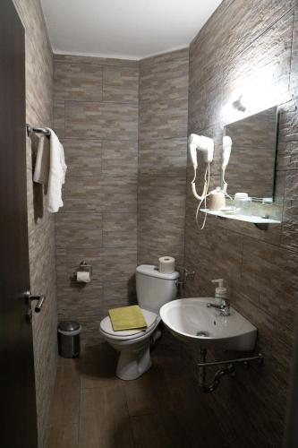 a bathroom with a toilet and a sink at Haus Kärnten in Döbriach