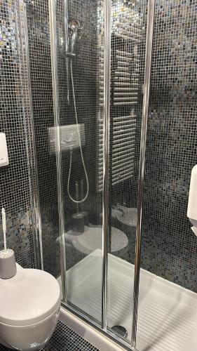 a bathroom with a shower and a toilet at Osteria Locanda Veneta in Mirano