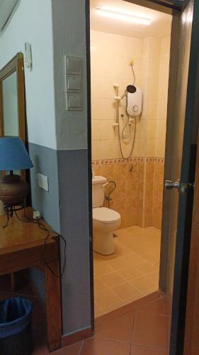 a bathroom with a toilet and a shower at Heeren Street Boutique Hotel at Jonker Walk in Melaka