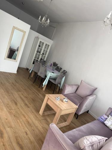 Posezení v ubytování Apartament Lawendówka