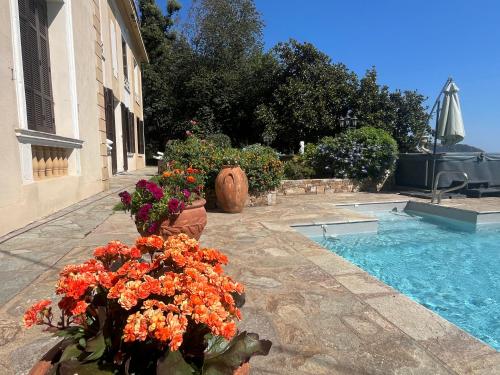 Bazén v ubytování RDC maison de maitre pour 6 personnes avec piscine et jacuzzi nebo v jeho okolí
