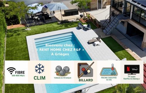 Logement indépendant chez l'habitant - CLIM- piscine commune - EV borne 22kw