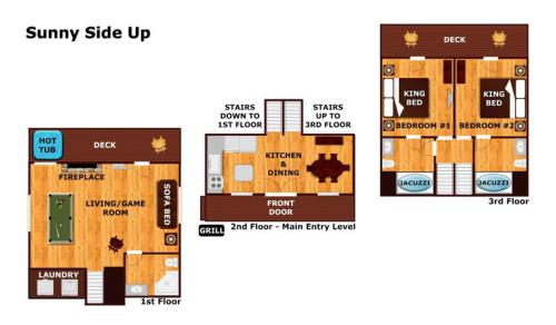 a floor plan of a small apartment with a layout at Sunny Side Up by American Patriot Getaways in Oldham