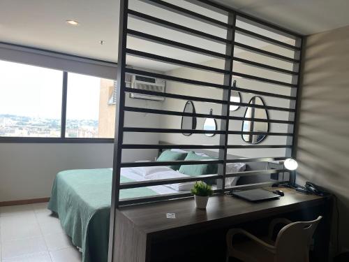 Postel nebo postele na pokoji v ubytování Flat Itaborai · Toque a campainha A908 Flat Luxo completo Centro