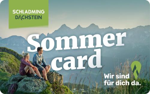 a man and woman sitting on a rock in the mountains at Haus Barbara in Forstau