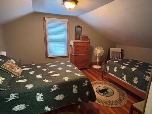 Ένα ή περισσότερα κρεβάτια σε δωμάτιο στο Moose Riverside Bungalow 3BR Home Old Forge NY