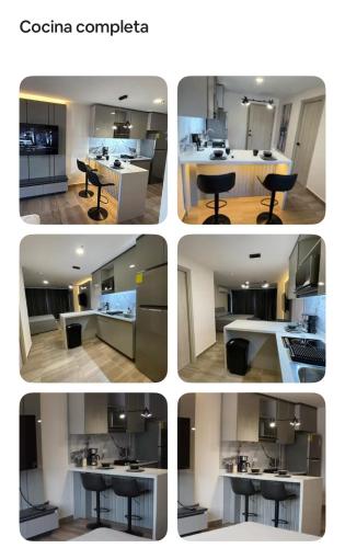 a series of four pictures of a kitchen at Lujoso y Cómodo Apartamento en Distrito Artemisa in Tegucigalpa