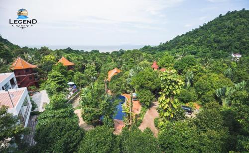 an aerial view of a resort in the jungle at Legend Kep Resort in Kep