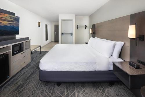 a hotel room with a bed and a flat screen tv at Country Inn & Suites by Radisson Asheville Downtown Tunnel Road in Asheville