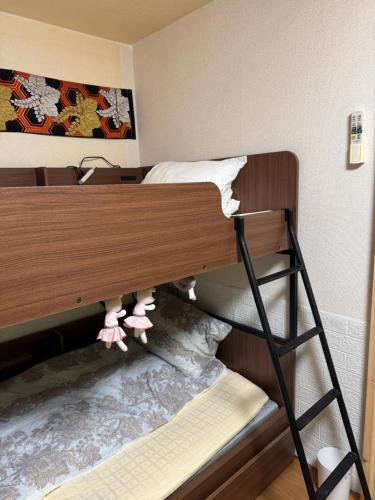 a bunk bed with pink shoes on top of it at 童童民宿 in Tokyo