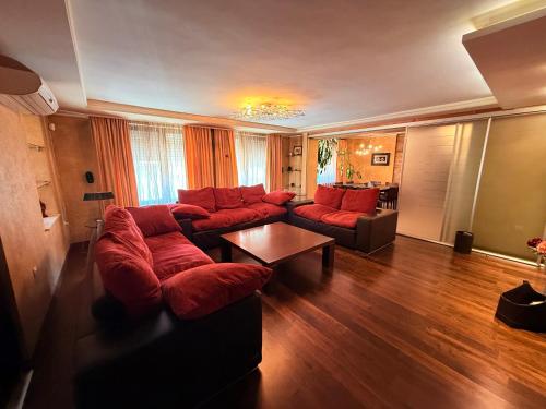 a living room with a couch and a table at Apart Burel 56 in Sofia