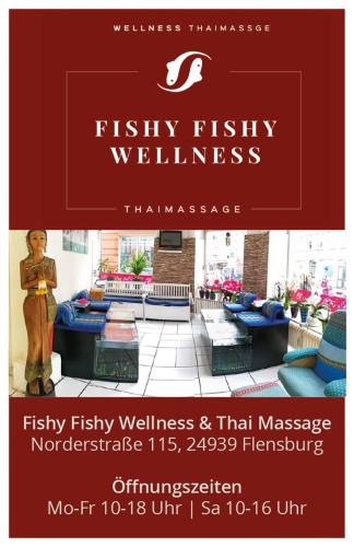 a flyer for a fishy fishy wellness restaurant at Stadtnah an der Förde 7 HH M EG in Flensburg