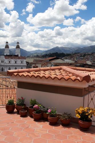 a group of potted plants sitting on a roof at Parc Royale Suites Hotel in Cuenca