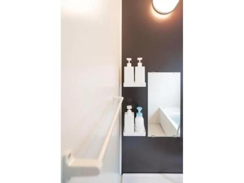 富士河口湖Fuji Fabric stay - Vacation STAY 19980v的浴室里有洗手池和镜子