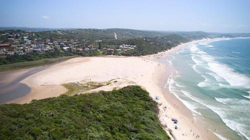 an aerial view of a beach and the ocean at Hotel Olivewood in East London