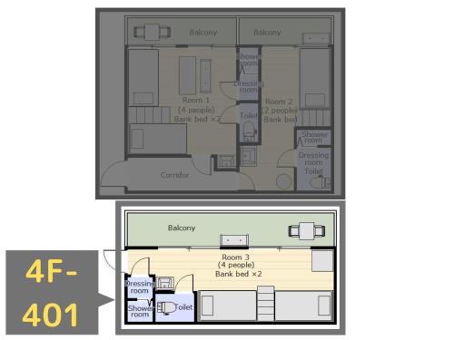 a drawing of a floor plan of a house at Murao Building 3F, 4F - Vacation STAY 51102v in Takamatsu