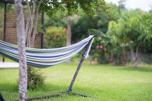 a hammock in a yard between two trees at Oase Nosoko - Vacation STAY 69732v in Ibaruma