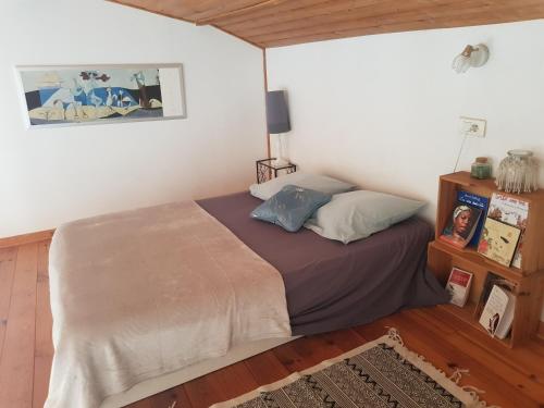 a bedroom with a bed in a room at Chambre avec salle de bains privative in Boutiers-Saint-Trojan