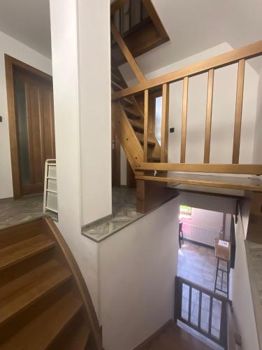 an overhead view of a staircase in a house at JIROTOVY BOUDY II in Telnice