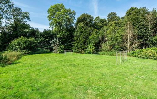 a field with two soccer goals in the grass at 3 Bedroom Nice Apartment In Nimtofte in Nimtofte