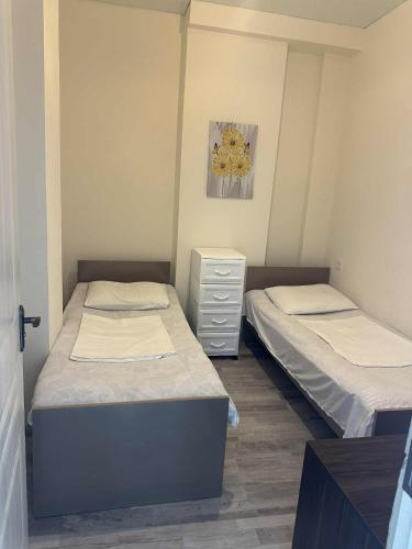 コブレチにあるCOZY NEW APARTAMENTのツインベッド2台 ドレッサー付