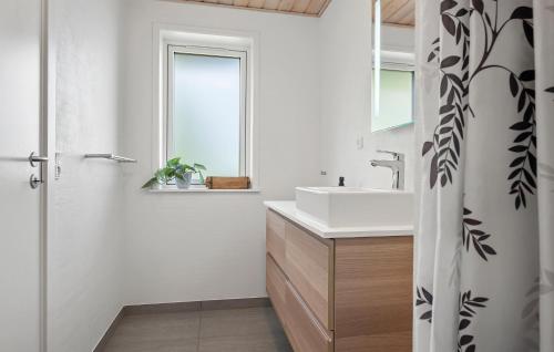 Bilik mandi di Beautiful Home In Frederikshavn With Wifi