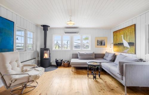 a living room with a couch and a fireplace at Amazing Home In Skibby With Wifi in Skibby