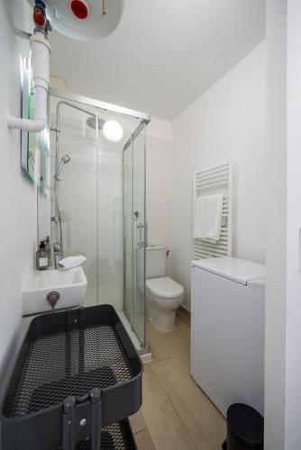 a bathroom with a sink and a toilet and a shower at Studette Croisette, proche Martinez in Cannes
