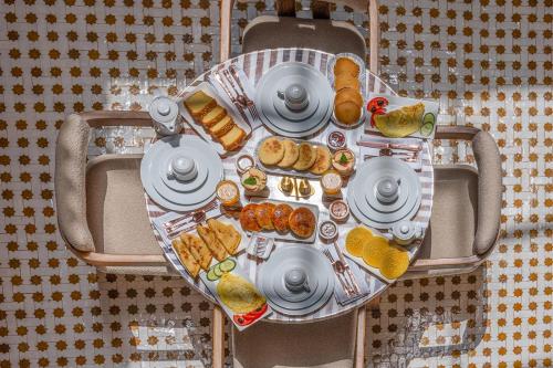 an overhead view of a table with food on it at Riad AL-Ghazlan Hamam & Spa in Marrakech