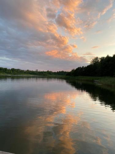 a view of a lake with a cloudy sky at Apartamenty pod Wieżą 1 in Olsztynek