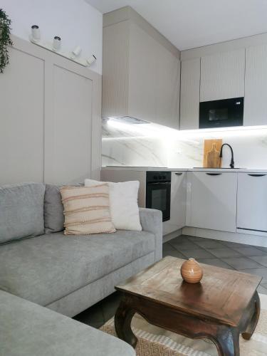 a living room with a couch and a coffee table at La Bella Riva in Sarnico