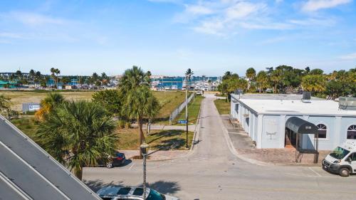 an aerial view of a parking lot with a building at Historic Home with Modern Upgrades - Prime Downtown Location in Fort Pierce
