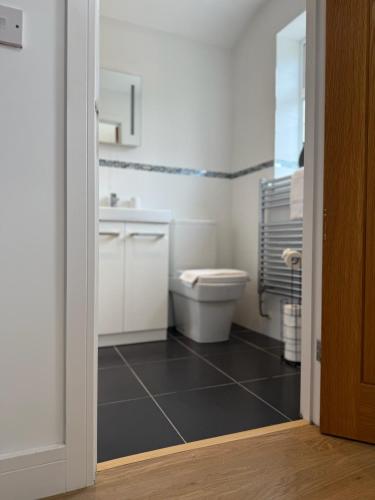 a bathroom with a toilet and a sink at The Hayloft - A beautifully presented home in the heart of Leamington Spa in Leamington Spa