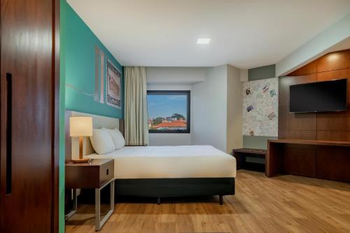 a hotel room with a bed and a flat screen tv at ibis Styles Sorocaba Santa Rosalia in Sorocaba