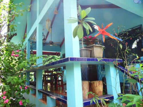 a house with plants on the front porch at Casa Azul with Private Pool - Tropical Oasis - WiFi-AC-Bikes-Surfboards- Walk to point in Pavones