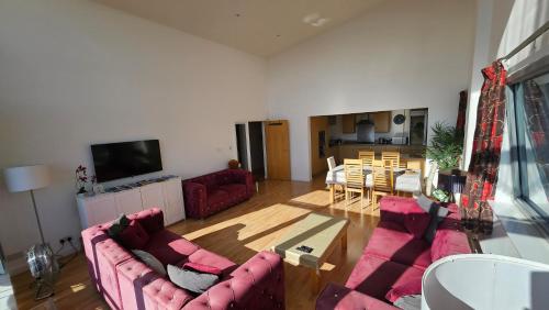 Μια τηλεόραση ή/και κέντρο ψυχαγωγίας στο Penthouse Ocean View Luxury Penthouse