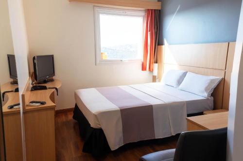 a hotel room with a bed and a television at ibis Contagem Ceasa in Contagem