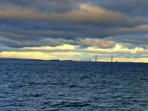 a bridge in the middle of a large body of water at 4 person holiday home in Frørup-By Traum in Frørup