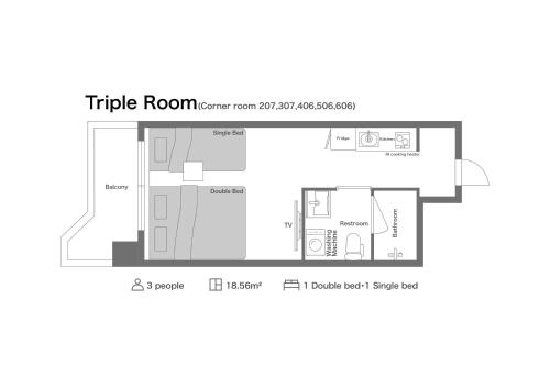 Apartment Hotel 11 Yasakaの見取り図または間取り図
