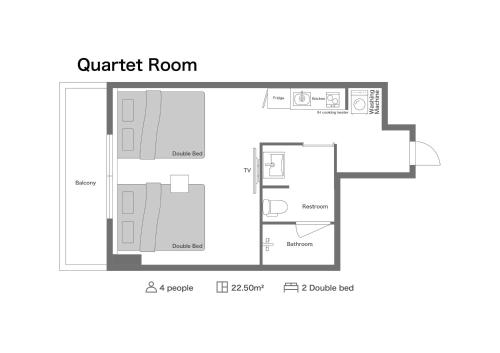 Apartment Hotel 11 Yasakaの見取り図または間取り図