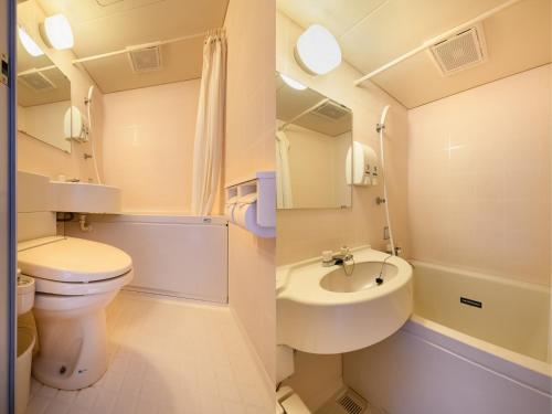 a bathroom with a toilet and a sink at ホテル亀山ヒルズ in Kameyama