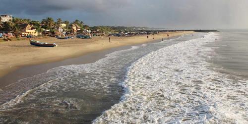 an aerial view of a beach with a group of people at Maison Douce home stay 3BHK Serenity in Puducherry