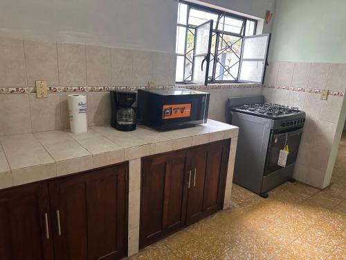 Kuchyň nebo kuchyňský kout v ubytování Sayula Suites Hotel