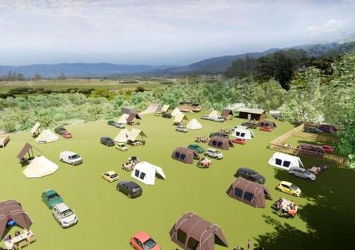 a rendering of a group of tents and cars in a field at Camp Field Kijimadaira - Vacation STAY 85297v in Nakamachi