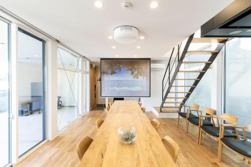 a conference room with a long table and chairs at nabe cape - Vacation STAY 04217v in Tagawa